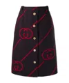 Gucci Interlocking G Reversible Wool Skirt In Blue