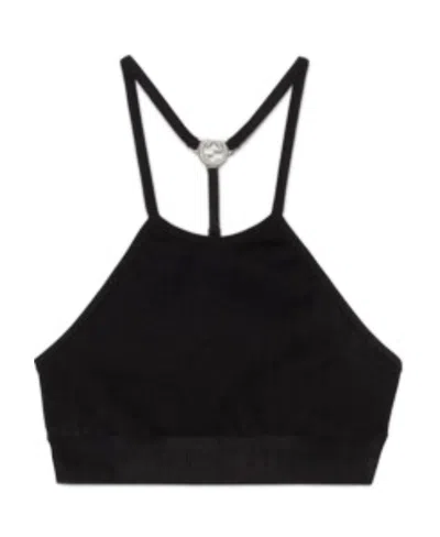 Gucci Interlocking G Ribbed Cropped Top In Black