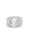 Gucci Interlocking G Ring In Silver In White