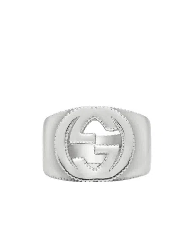 Gucci Interlocking G Ring In Silver In White