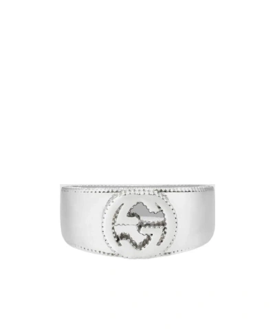 Gucci Interlocking G Ring In Silver In White