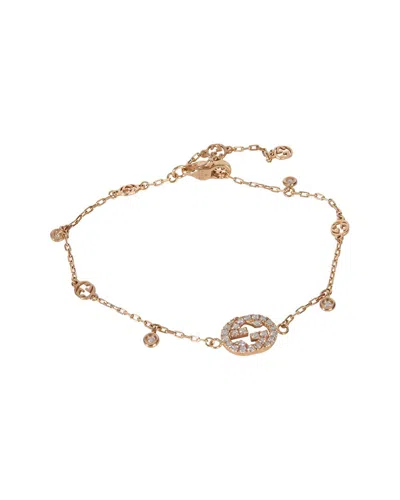Pre-owned Gucci Interlocking G Rose Gold 0.20 Ct. Tw. Diamond Bracelet (authentic Pre-loved)
