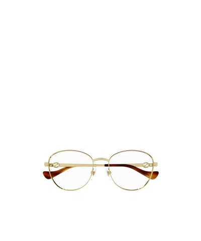Gucci Interlocking G Round-frame Glasses In Nude