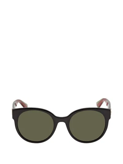Gucci Green Round Ladies Sunglasses Gg0035sn 002 54 In Black