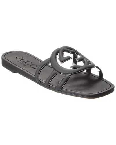 Gucci Interlocking G Rubber Flat In Black