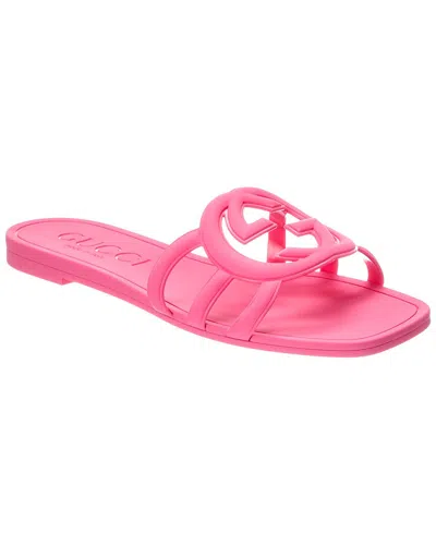 Gucci Interlocking G Rubber Sandal In Black