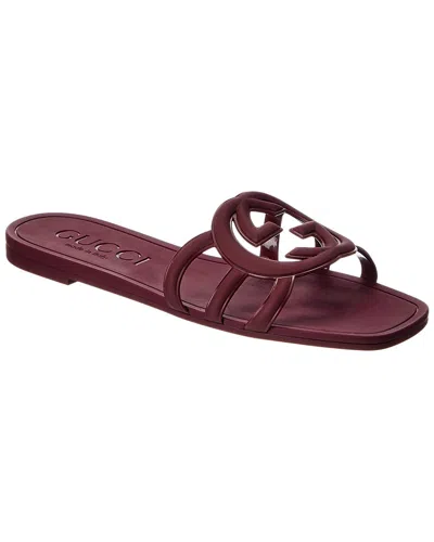 Gucci Interlocking G Rubber Sandal In Brown