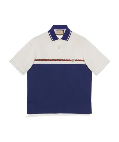 Gucci Interlocking G Short-sleeve Polo Shirt In Blue