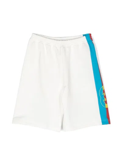 Gucci Interlocking G Side-stripe Shorts In White