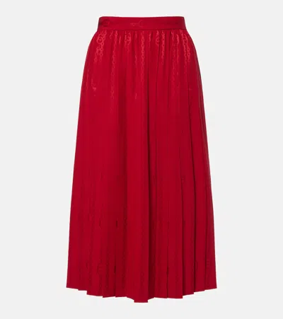 Gucci Interlocking G Silk Jacquard Midi Skirt In Red