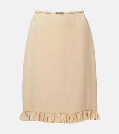 Gucci Interlocking G Silk Jacquard Midi Skirt In Nude