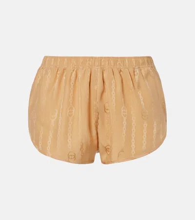 Gucci Interlocking G Silk Jacquard Shorts In Sand