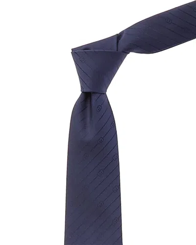 Gucci Interlocking G Silk Jacquard Tie In Blue