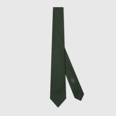 Gucci Interlocking G Silk Jacquard Tie In Green