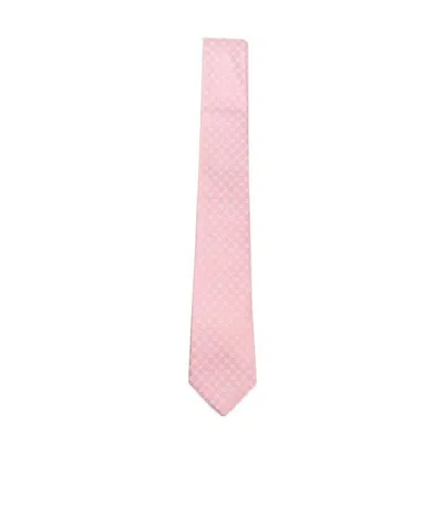 Gucci Interlocking G Silk Jacquard Tie In Pink