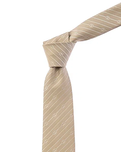 Gucci Interlocking G Silk Jacquard Tie In Neutral