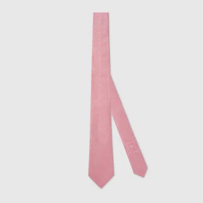 Gucci Interlocking G Silk Jacquard Tie In Pink