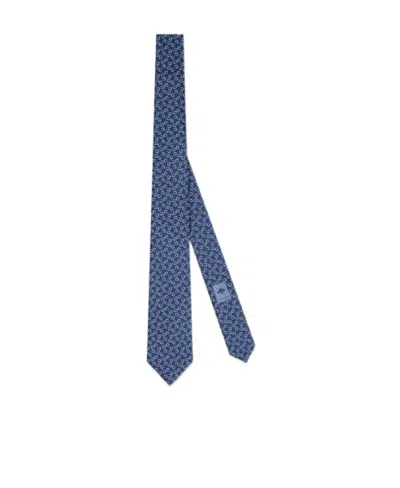 Gucci Interlocking G Silk Tie In Blue