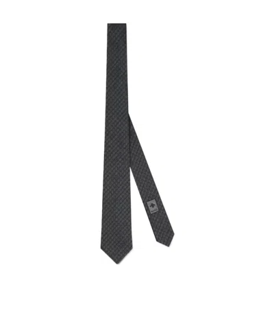 Gucci Interlocking G Silk-wool Tie In Black