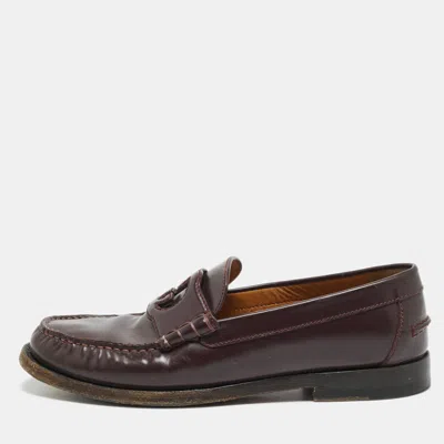 Pre-owned Gucci Interlocking G Size 41 Burgundy Leather Loafers