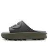 Gucci Interlocking G Slide 'dark Grey Khaki' In Black