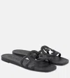 Gucci Gg Slider Sandals With Square Open Toe In Black
