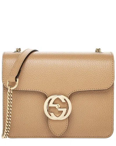 Gucci Interlocking G Small Leather Shoulder Bag In Beige