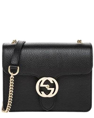 Gucci Interlocking G Small Leather Shoulder Bag In Black
