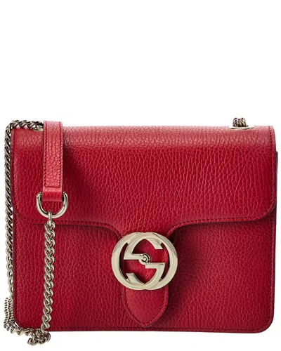 Gucci Interlocking G Small Leather Shoulder Bag In Red
