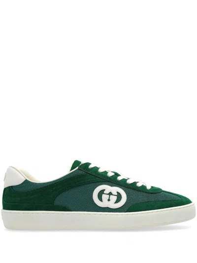 Gucci Interlocking G Suede And Canvas Sneakers In Blue