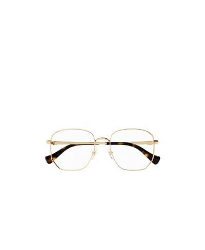 Gucci Interlocking G Square-frame Glasses In 001 Gold Gold Transparent