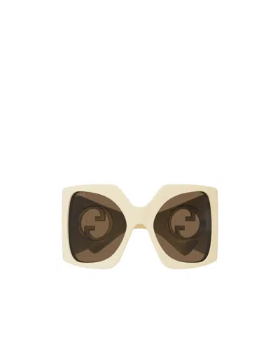 Gucci Interlocking G Square-frame Sunglasses In Nude