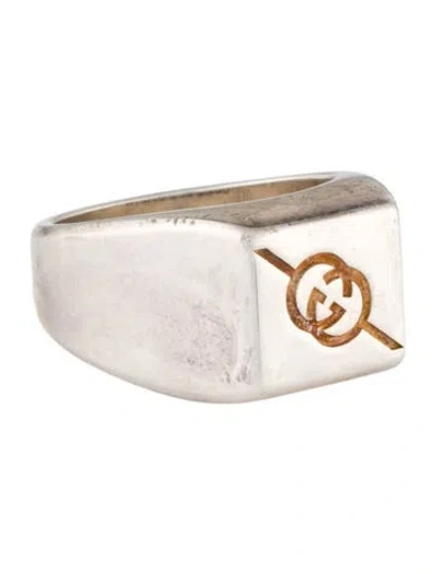 Pre-owned Gucci Interlocking G Square Signet Ring In Multi