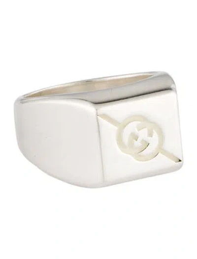 Pre-owned Gucci Interlocking G Square Signet Ring In Multi