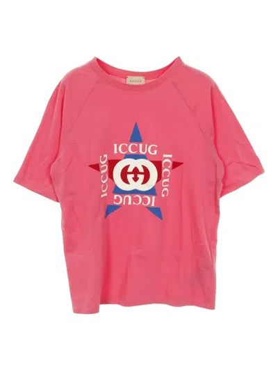 Pre-owned Gucci Interlocking G Star T-shirt In Pink