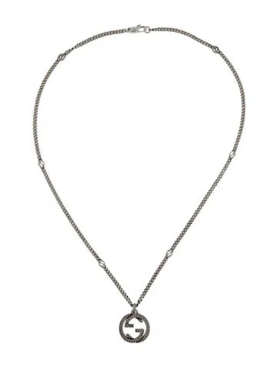 Pre-owned Gucci Interlocking G Station Pendant Necklace, 20" In Multi