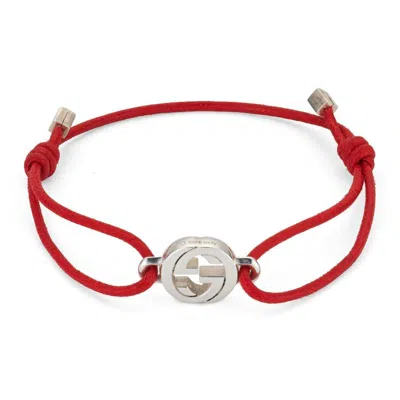 Gucci Interlocking G Sterling Silver And Red Cord Friendship Bracelet - Ybaa002mn002 In ["silver Tone","red"]