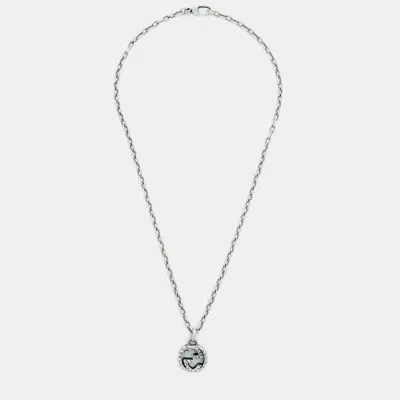 Pre-owned Gucci Interlocking G Sterling Silver Pendant Necklace