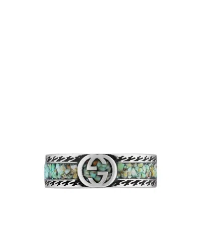 Gucci Interlocking G Sterling Silver Ring In Red
