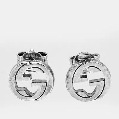 Pre-owned Gucci Interlocking G Sterling Silver Stud Earrings