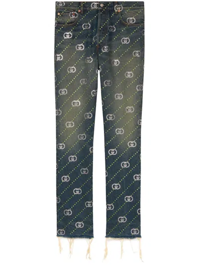 Gucci Interlocking G Straight-leg Jeans In Blau