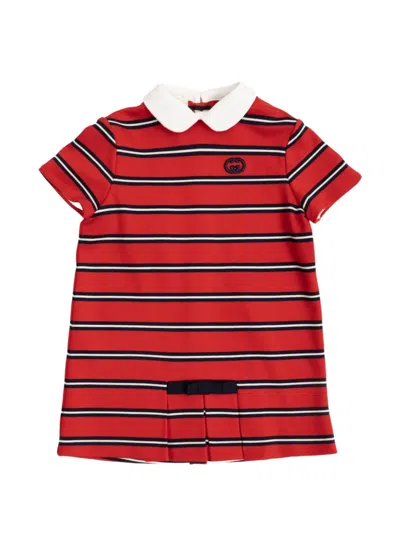 Gucci Babies' Interlocking G Striped Dress In Red