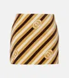 Gucci Interlocking G Striped Velvet And Chenille Miniskirt In Multi