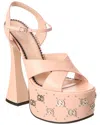 Gucci Interlocking G Studs Leather Platform Sandal In Pink