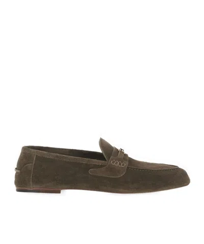 Gucci Interlocking G Suede Loafers In Brown