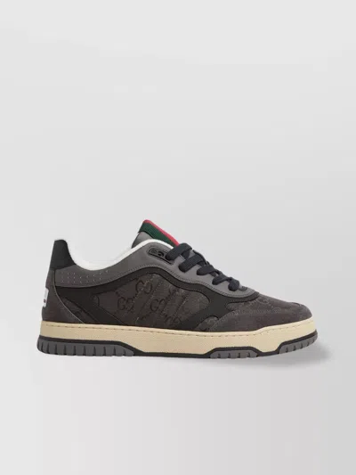 GUCCI INTERLOCKING G SUEDE TRIM SNEAKERS