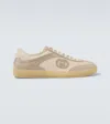 Gucci Dual-tone Mesh And Suede Sneakers In Beige