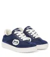 Gucci Interlocking G Suede-trimmed Sneakers In Blue