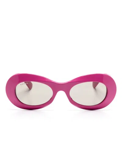 Gucci Interlocking G Sunglasses In 粉色