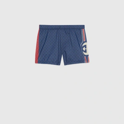 Gucci Babies' Interlocking G Swim Shorts In Blue